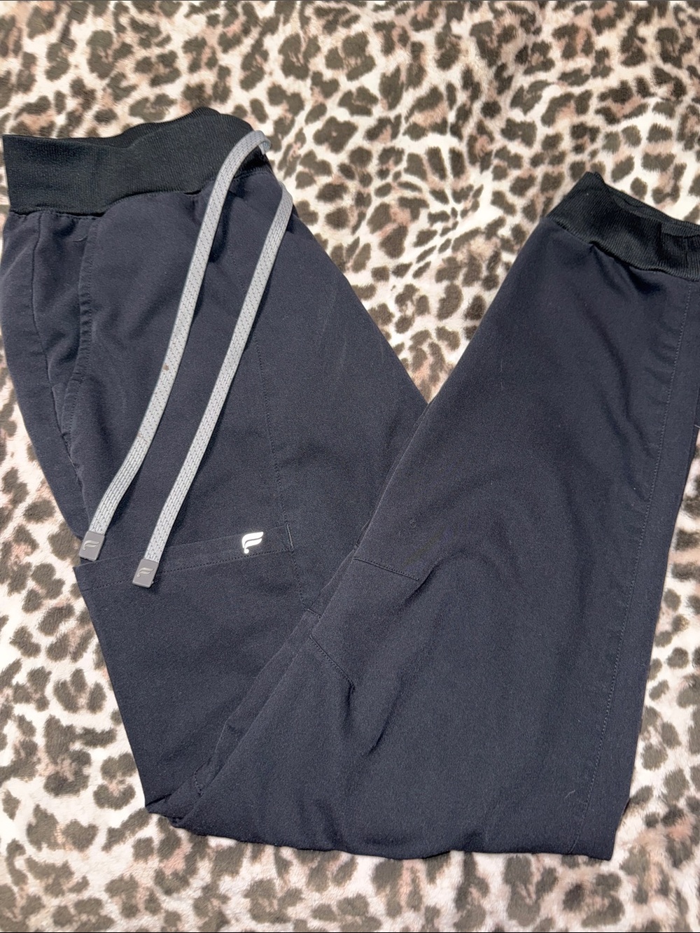 Fabletics Black Jogger scrub Pants with Gray Drawcords